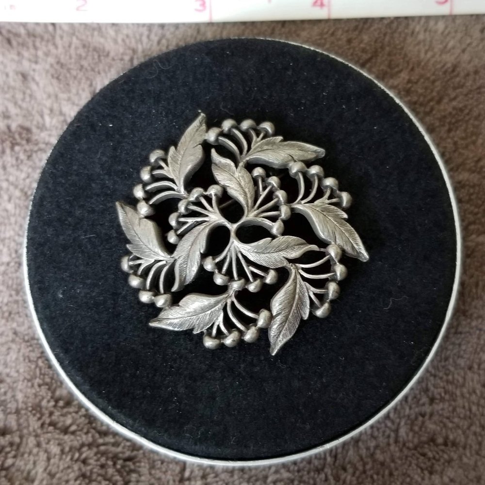 Pewter finish vintage brooch